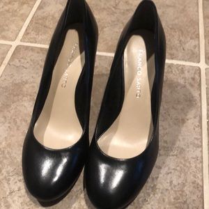 Black leather wedges. Worn once